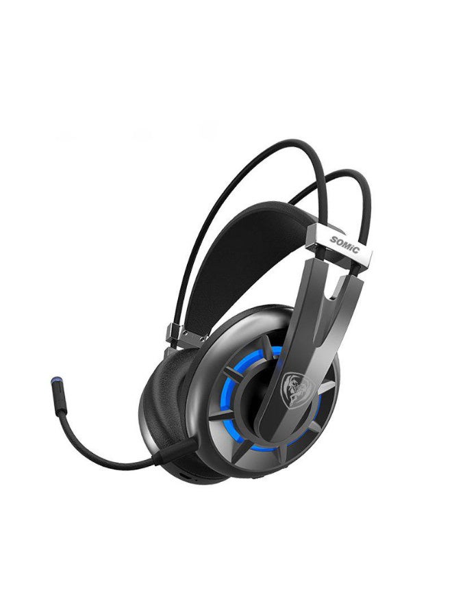 سوميك سماعة ألعاب سلكية ولاسلكية GS401 2.4 جيجاهرتز، وضعان (RGB)، صوت محيطي ستيريو 7.1 - صوت محيطي افتراضي 7.1 لاسلكي، مع ميكروفون، سدادات أذن جلدية مريحة للغاية لاستخدام ثلاثة أنواع من المؤثرات الصوتية للعبة / الصوت / الفيديو / البث المباشر بزر واحد - أسود - Image 5